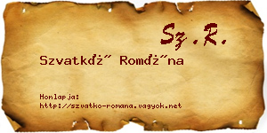 Szvatkó Romána névjegykártya